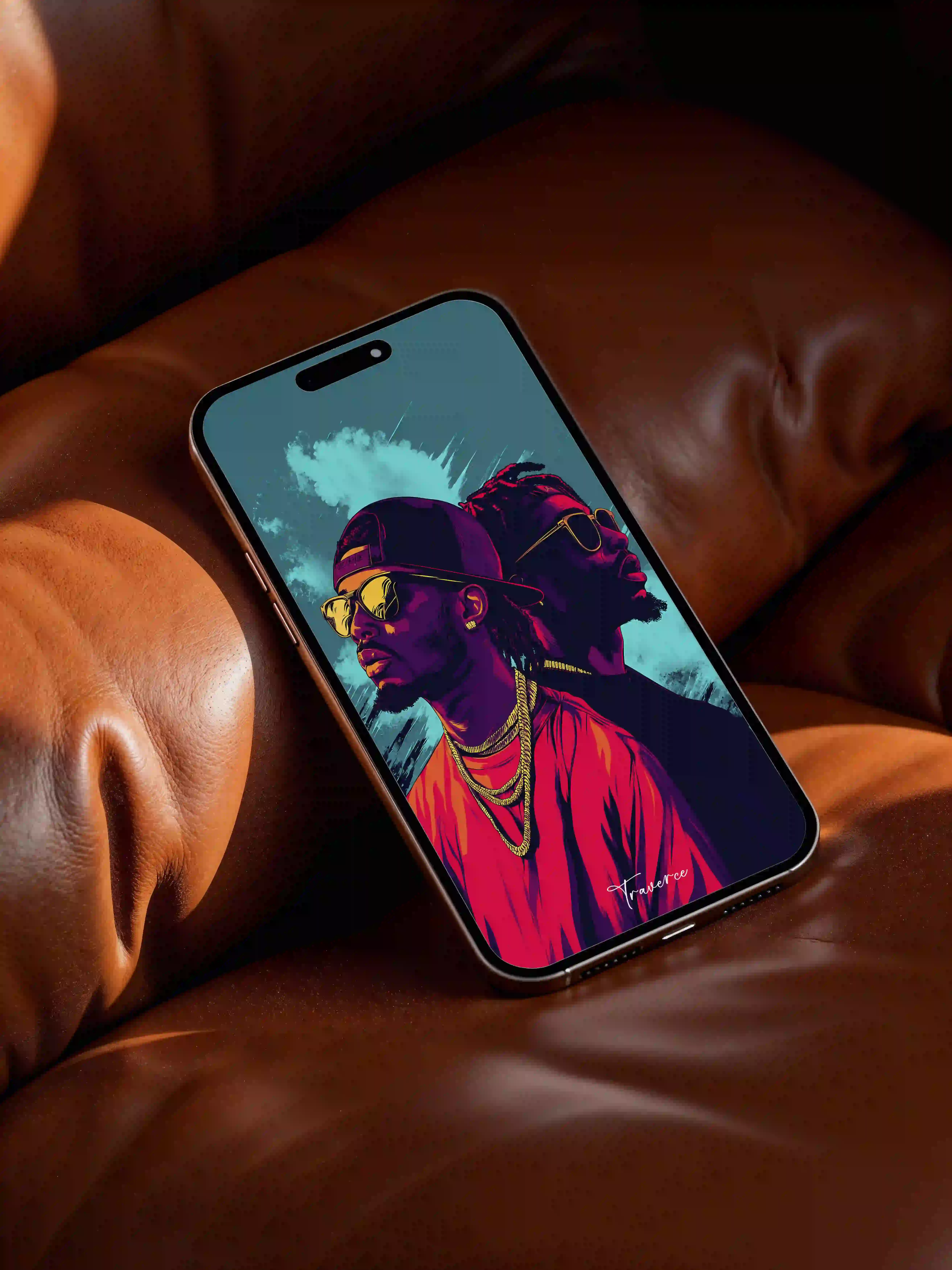 Traverce Wallpaper – Two Male Artists on a Colorful Musical Canvas