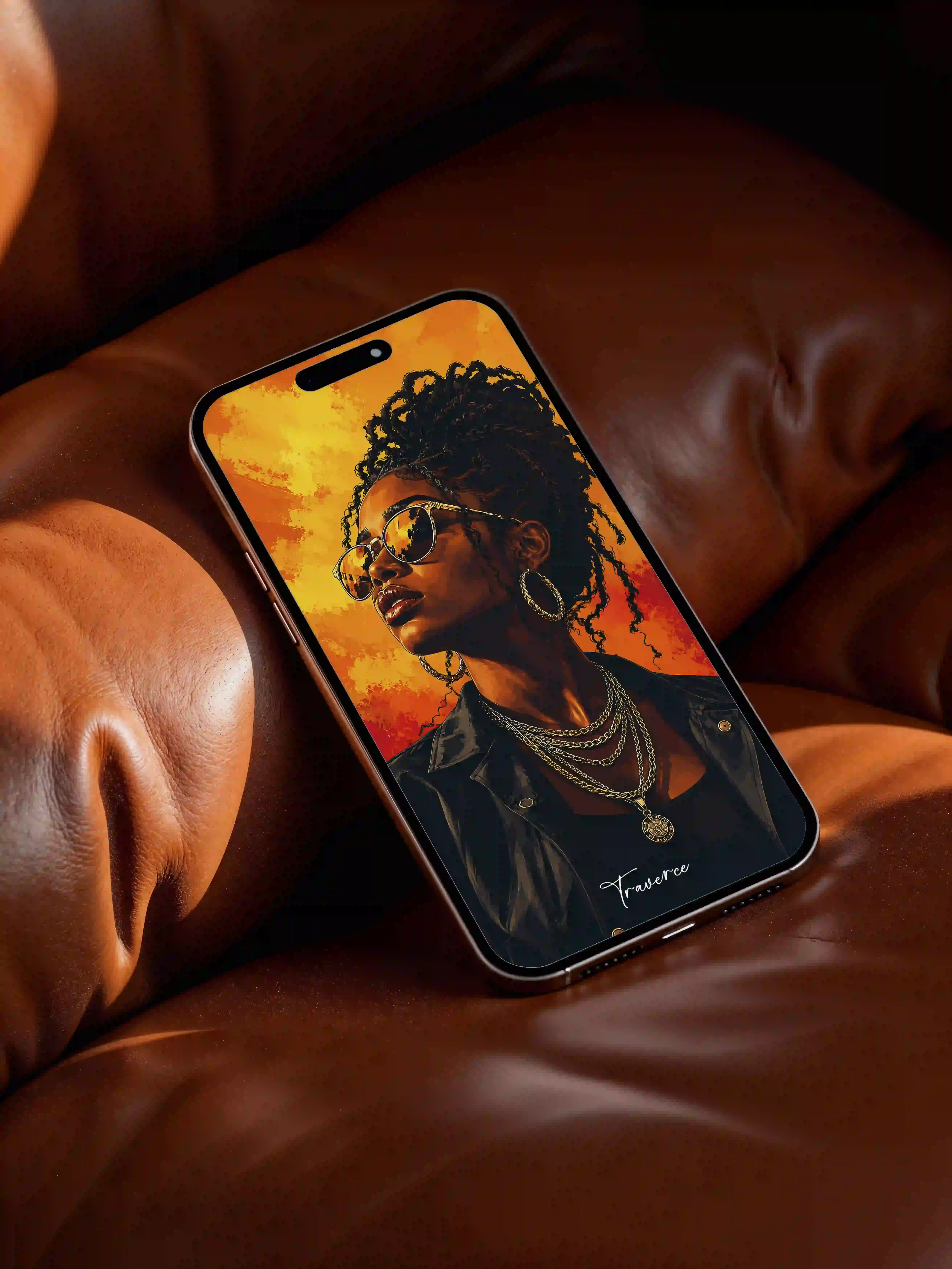 Traverce Wallpaper – Female on a Music Colorful Background